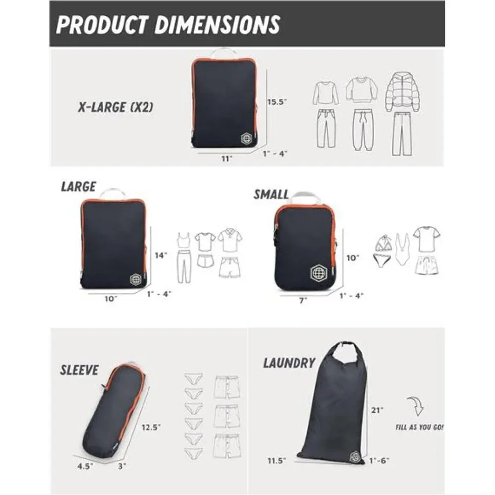 Large Compression Packing Cubes for Travel-Packing Cube Luggage Organizers